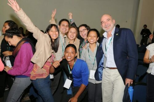 Estudiantes y participantes del congreso y yo, Rodrigo A. Medellín (a la derecha de la foto).